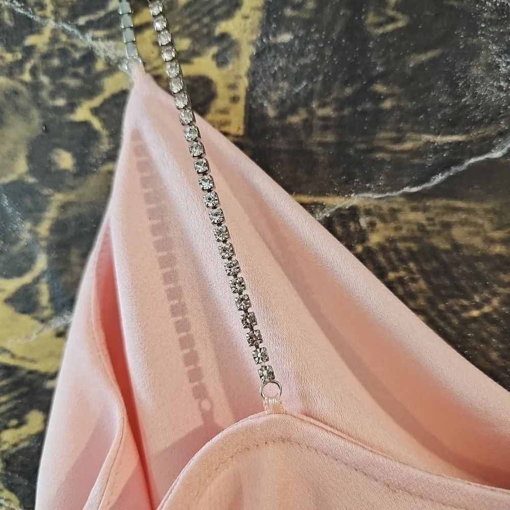 Zara Polyester Rhinestone Strap Blouse Pink Size XS - Picture 5 of 5